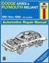 Dodge Aries &amp; Plymouth Reliant 1981 thru 1989 All models. Haynes. Англ. яз. 