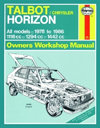 Talbot/Chrysler Horizon 1978 to 1986. Haynes. Англ. яз.