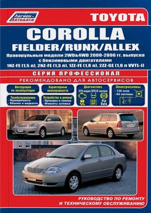 Toyota Corolla / Fielder / Runx / Allex c 2000-2006 бензин Пособие по ремонту и техническому обслуживанию 