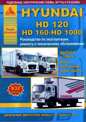 Hyundai HD 120 / HD 160 / HD 1000 с 1997 с 2004 и с 2009 дизель Книга по ремонту и эксплуатации 